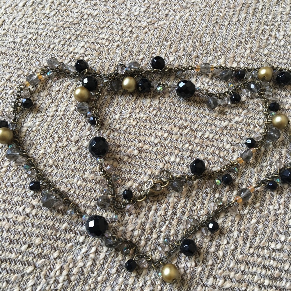 30 inch necklace with gold black beading